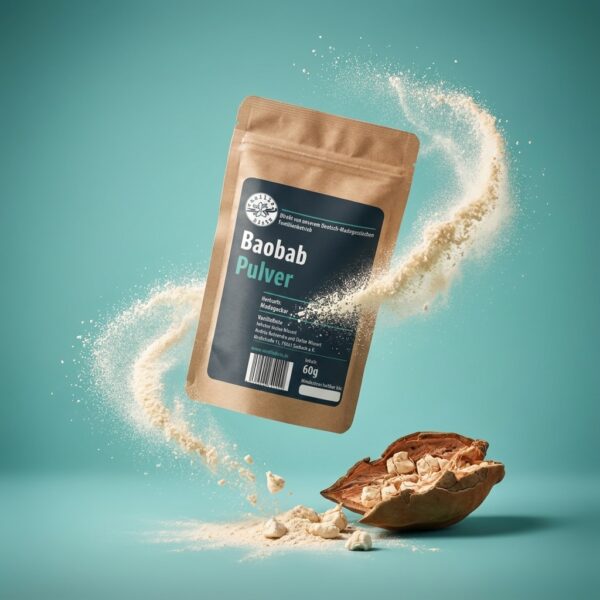 Baobab-Fruchtpulver (60g im Standbodenbeutel) - Superfrucht vom "Baum des Lebens", direkt aus dem Ursprungsland Madagaskar
